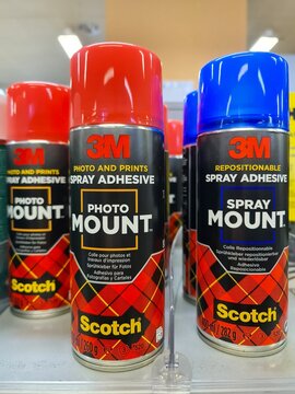 Kiel, Germany - 13. December 2025: 3M Scotch spray adhesive cans for mounting prints