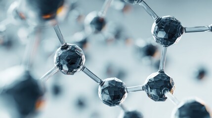 Intricate Glass Molecular Structure Visualization with Silver Metallic Bonds