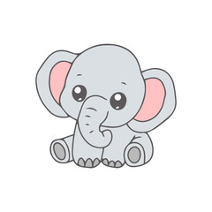 Fototapeta premium A cute cartoon mouse happily sharing cheese with a smiling baby elephant