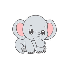 Fototapeta premium Cute cartoon elephant holding a heart and smiling happily in a playful animal illustration style