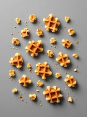 Scattered delectable waffles create an enticing, abstract breakfast pattern