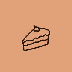 Slice of cake with cherry topping outline icon minimalist