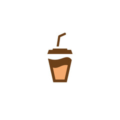 iced coffee in takeaway cup icon logo illustration simple