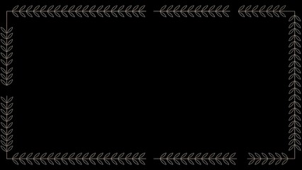 Elegant decorative border frame with ornate leaf pattern on black background for invitations, certificates and formal documents.