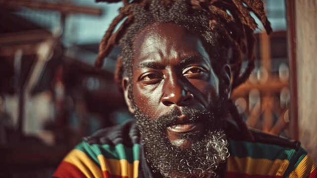 Contemplative Caribbean Man with Dreadlocks: A portrait exploring inner peace and identity