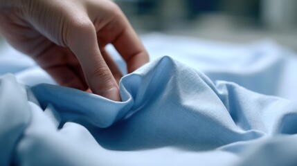 Obraz premium Medium shot of softtouch fabric being gently examined for childrens clothing emphasizing comfort and smooth texture quality control