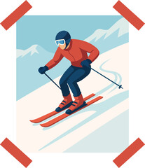 skiing in the mountains