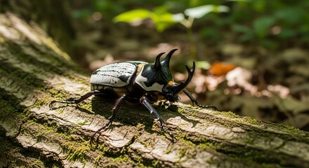 Goliath beetle displaying its massive body, bold black and white patterns, and glossy exoskeleton. One of the world&rsquo;s largest beetles, symbol of strength and exotic insects.