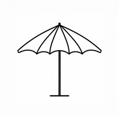 Obraz premium Minimal Beach Umbrella Icon in Simple Line Style