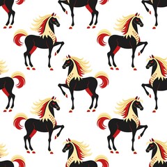 Seamless horse pattern on white background