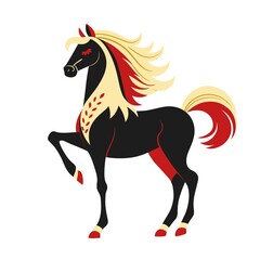 Horse illustration in folk art style