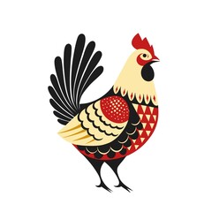 Rooster illustration in folk art style
