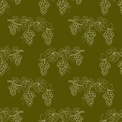 Seamless grape pattern on green background