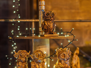 Whimsical Owl Figurines with Glasses and Bowties