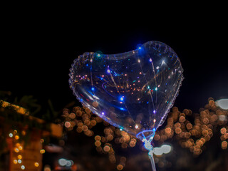 Heart-Shaped Transparent Balloon Decorated with Lights