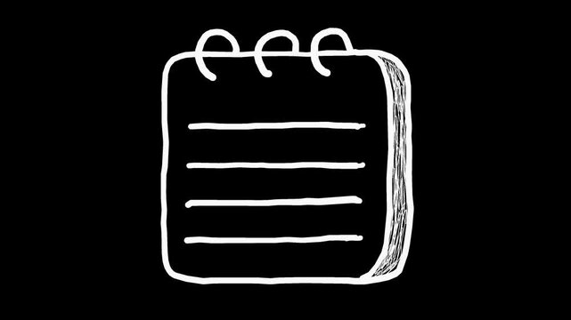 White wiggly hand drawn notepad icon on alpha