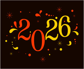 2026 Happy New Year Festive Elegant Yellow And Orange Design Abstract Creative Vector Illustration