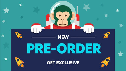 Embark on a cosmic journey with our vibrant pre-order announcement, showcasing new products and exclusive content featuring a delightful monkey astronaut © Fendi