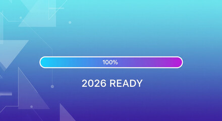 Futuristic blue gradient background with loading bar and 2026 ready text