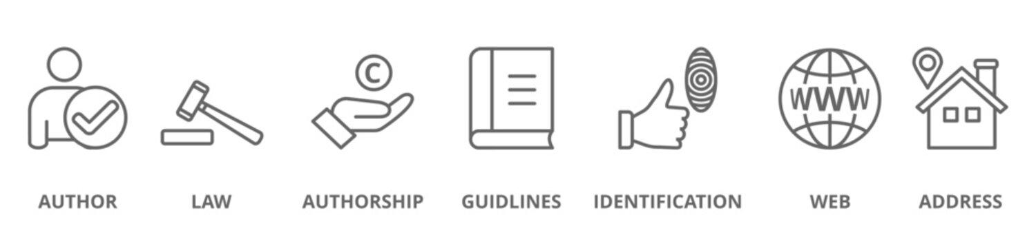 Copyright banner web icon vector illustration concept with icon of author, law, authorship, guidelines, identification, web, address
