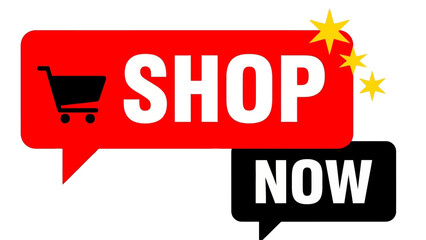 Shop Now Button With Shopping Cart Icon and Stars
