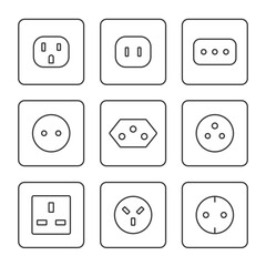 Socket types icon set. Vector isolated illustration