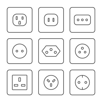 Socket types icon set. Vector isolated illustration
