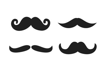 Black Mustache Silhouette Set. Suitable for clip art, stickers, flat design illustration, etc