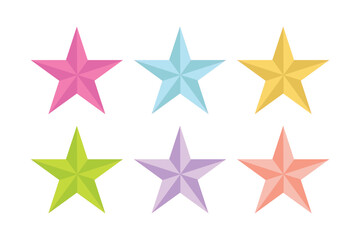 Set of Shiny Colorful Star Shapes and Icons. Suitable for clip art, stickers, flat design illustration, etc