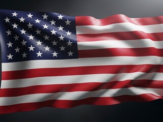 Fototapeta premium American flag waving with stars and stripes on dark background