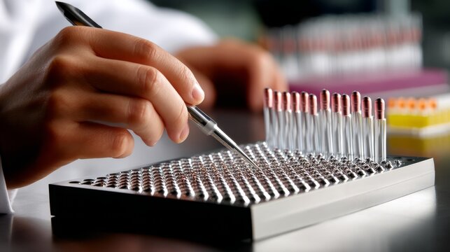 Precision Engineering: Close-up of Hands Assembling Micro Parts with Tools in Harsh Daylight, POV Shot with Motion Blur