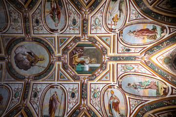 Painted ceiling of San Lino Church - Volterra, Italy