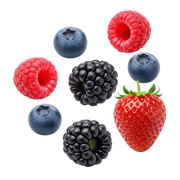 Mixed berries isolated on transparent background