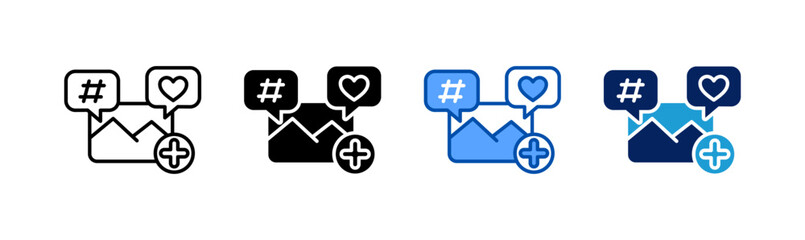 social media post icon set multiple style collection
