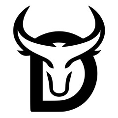 Silhouette of the letter D with horns