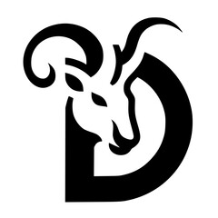 Silhouette of the letter D with horns