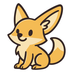 cute fennec fox wild life animal flat color vector illustration template design