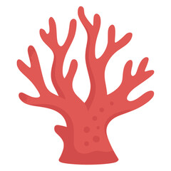 Obraz premium red coral sea life nature organic flat color vector illustration template design
