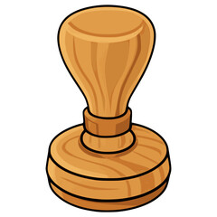 wooden round rubber stamp sign seal official flat color vector illustration template design