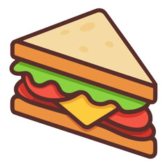 cheese and vegetable sandwich healthy food snack flat color vector illustration template design