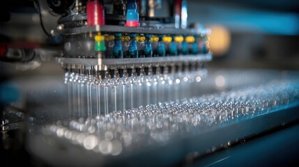 Closeup of advanced micro droplet print head delivering ultrafine ink particles for exceptional detail and clarity in digital printing