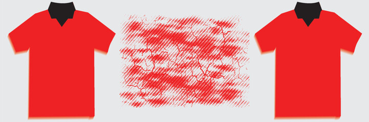 Title sublimation jersey shirt design vector template background grunge brush halftone red black splash splatter paint steel texture