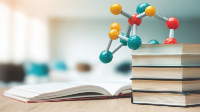 Colorful Model of Molecule on Stack of Books in Learning Environment