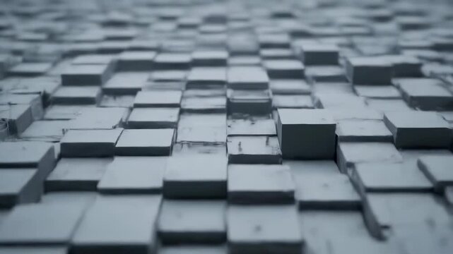 Abstract Closeup of Metallic Blocks Moving in Rhythmic Pattern with Slow Camera Movement