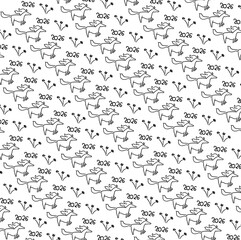 A background featuring repeating horses and the number 2026 and fireworks. Art for the New Year's holiday.