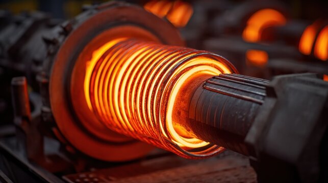 Electric ladle preheating in a medium shot showing heated coil elements wrapped around the ladle highlighting energyefficient preparation methods.