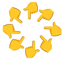 Circle of Cartoon Hands Pointing Inward