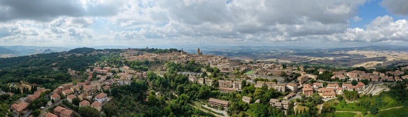 Fototapeta premium Aerial panorama of historic hill town - Volterra, Italy