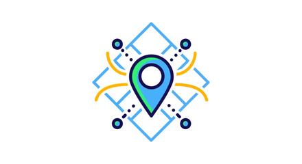 Fototapeta premium gps location pin on digital map network illustrating smart city navigation geospatial data connectivity and urban logistics.