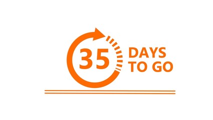35 Days to go illustration on white background. Calendar Counting Days.  35 Days countdown number.
